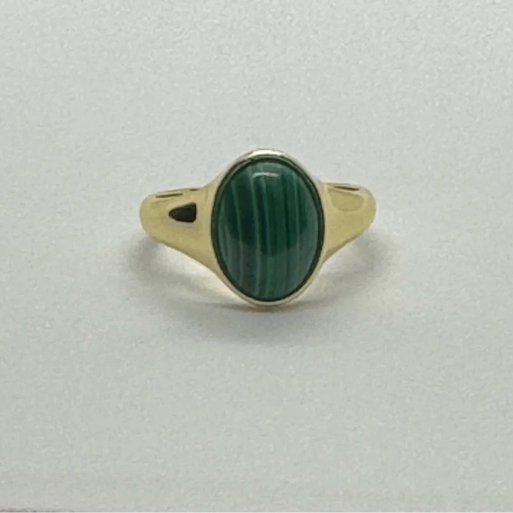 Gorjana New‎ Size 8 18k Gold Plated Brass Lou Malachite Green Gemstone Ring
